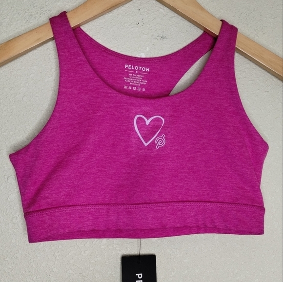 Peloton Heathered Pink Mother's Day Embrace Strappy Bra Women's size Small - Picture 1 of 5